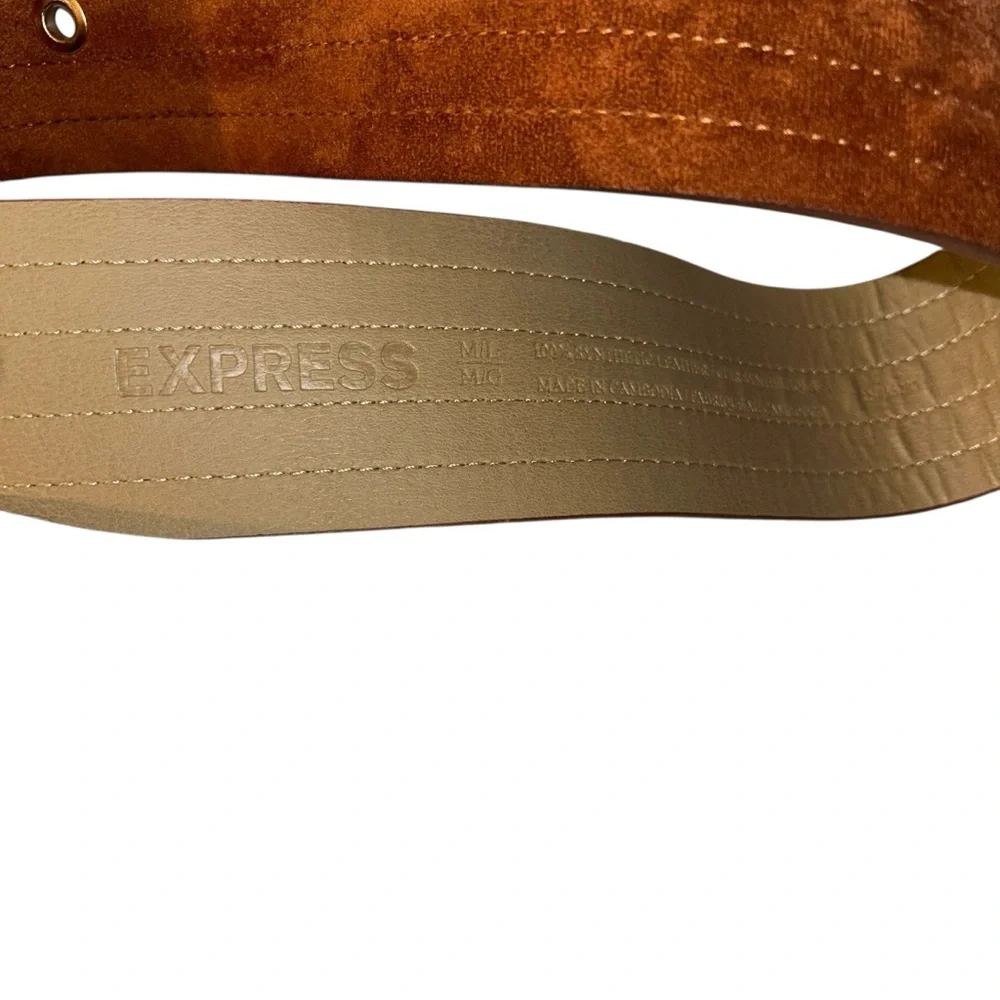 Express vintage Y2K brown faux Suede festival statement Belt M/L